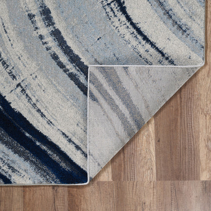 5' X 8' Blue Abstract Dhurrie Area Rug