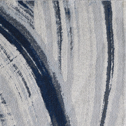 5' X 8' Blue Abstract Dhurrie Area Rug