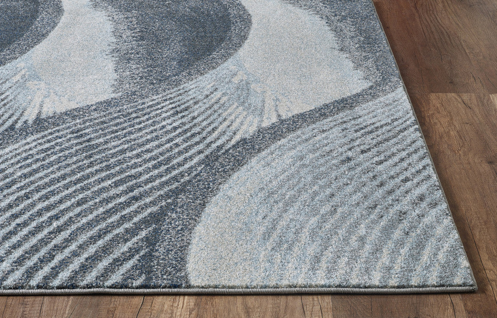 3' X 5' Blue And Gray Abstract Dhurrie Area Rug