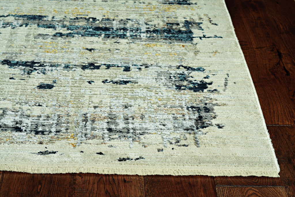 4' X 6' Blue Abstract Dhurrie Area Rug