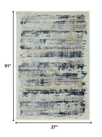 4' X 6' Blue Abstract Dhurrie Area Rug