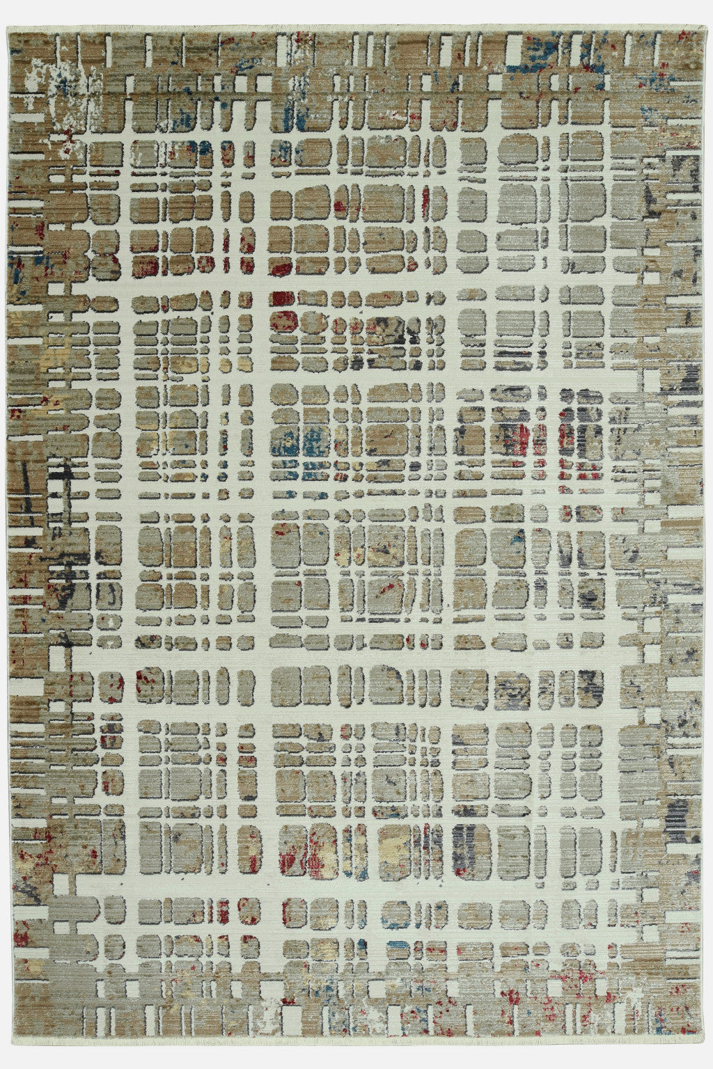 8' X 11' Ivory Abstract Dhurrie Area Rug