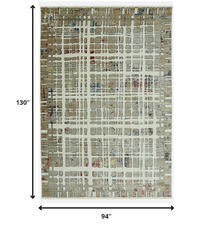 8' X 11' Ivory Abstract Dhurrie Area Rug