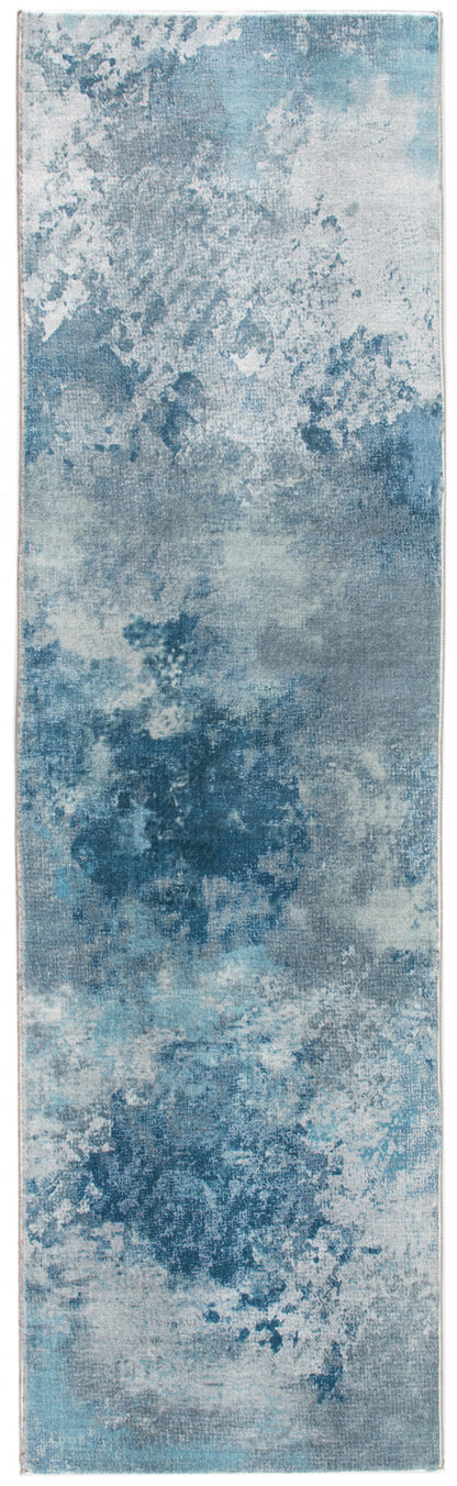 5' X 8' Blue Abstract Dhurrie Area Rug