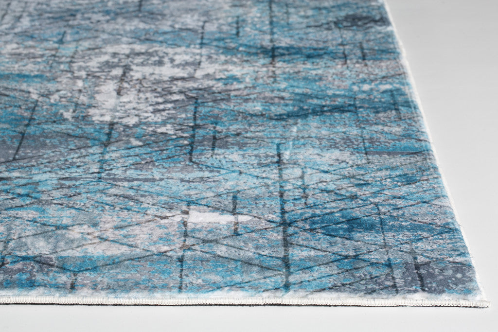 8’ x 10’ Blue Gray Abstract Cuboid Modern Area Rug