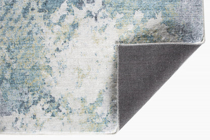 8' Blue And Ivory Abstract Dhurrie Runner Rug