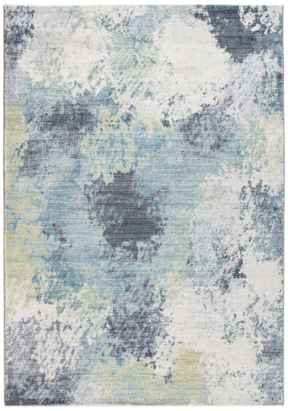 6' X 9' Blue And Ivory Abstract Dhurrie Area Rug