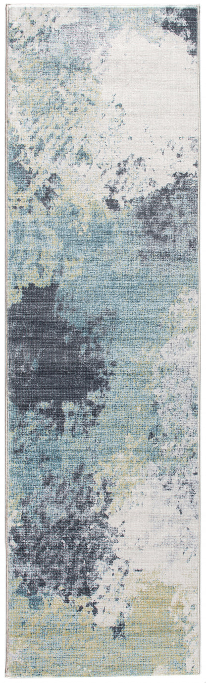 8' X 10' Blue And Ivory Abstract Dhurrie Area Rug