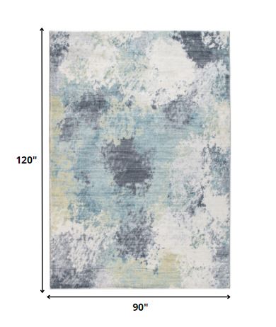 8' X 10' Blue And Ivory Abstract Dhurrie Area Rug