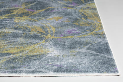 8' Gray Abstract Dhurrie Runner Rug