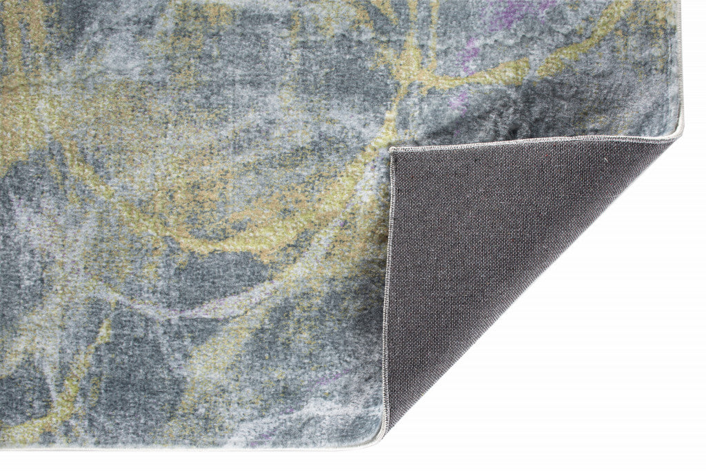 8' Gray Abstract Dhurrie Runner Rug