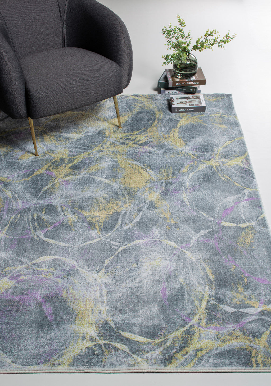 8' Gray Abstract Dhurrie Runner Rug