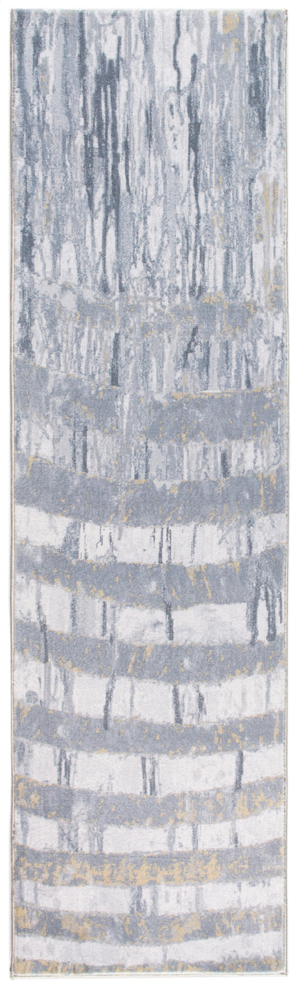 8' Gray Abstract Dhurrie Runner Rug