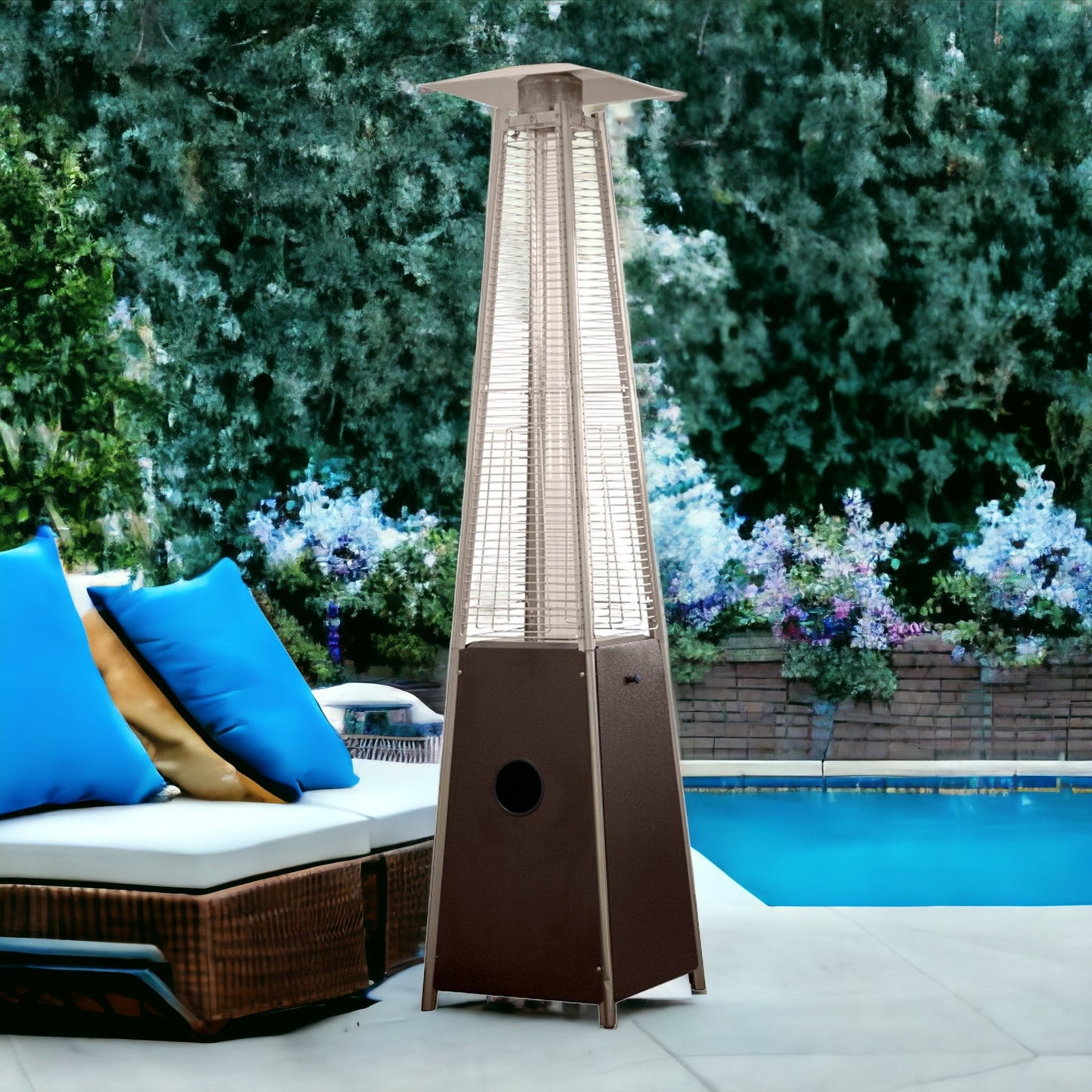 41000 BTU Brown Steel Propane Triangular Pyramid Standing Patio Heater