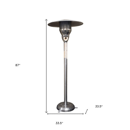 41000 BTU Silver Steel Natural Gas Cylindrical Pole Standing Patio Heater