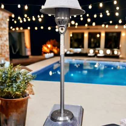 41000 BTU Silver Steel Natural Gas Cylindrical Pole Standing Patio Heater