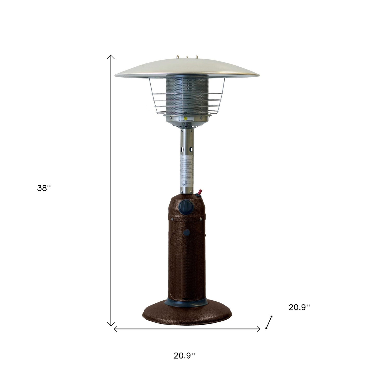 11000 BTU Bronze Steel Propane Cylindrical Pole Tabletop Patio Heater