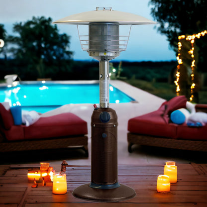 11000 BTU Bronze Steel Propane Cylindrical Pole Tabletop Patio Heater