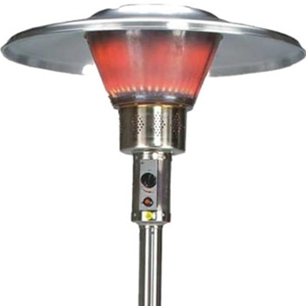 40000 BTU Silver Steel Propane Cylindrical Pole Standing Patio Heater