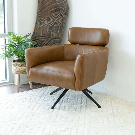 Camila Leather Lounge Chair (Tan) | Ashcroft Furniture | Houston TX | The Best Drop shipping Supplier in the USA