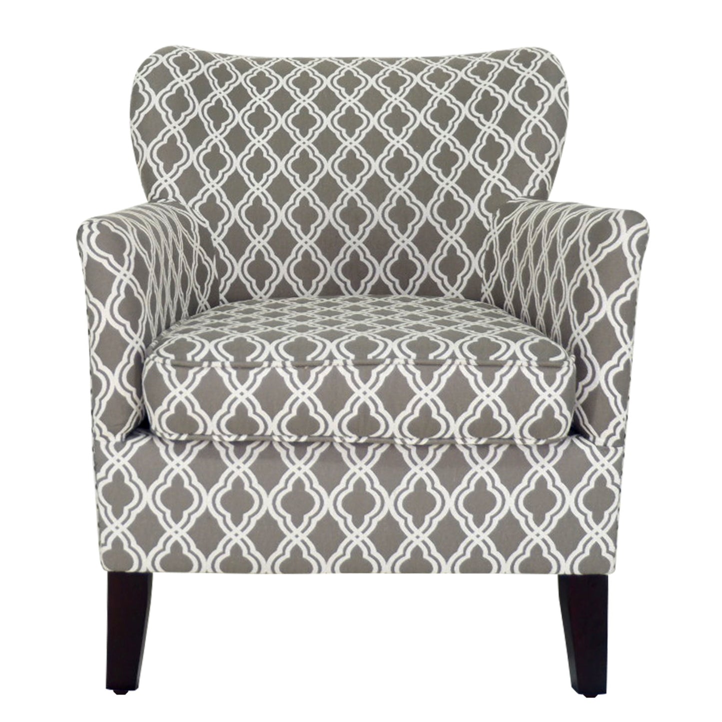 29" Brown And Cream Polyester Blend Trellis Design Armchair