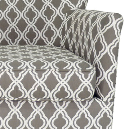 29" Brown And Cream Polyester Blend Trellis Design Armchair