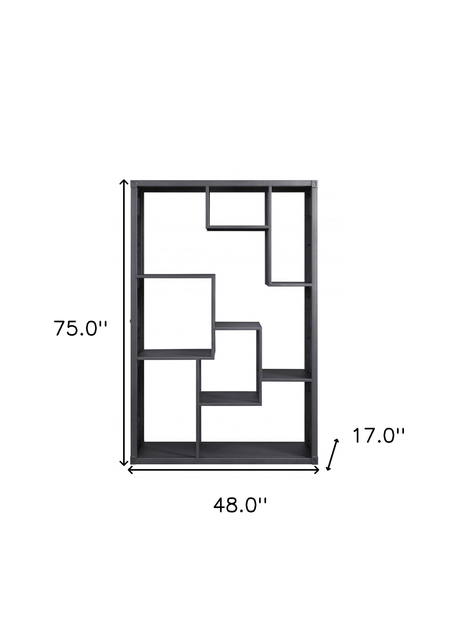 75" Gunmetal Composite Zig Zag Seven Tier Bookcase