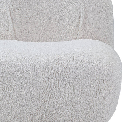 32" White Sherpa Solid Color Swivel Slipper Chair