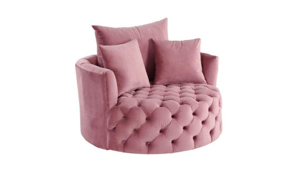 43" Pink Velvet Solid Color Barrel Chair