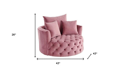 43" Pink Velvet Solid Color Barrel Chair