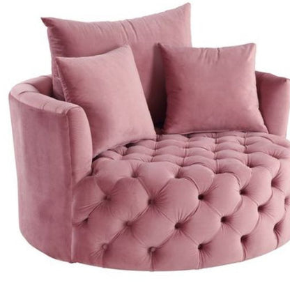 43" Pink Velvet Solid Color Barrel Chair