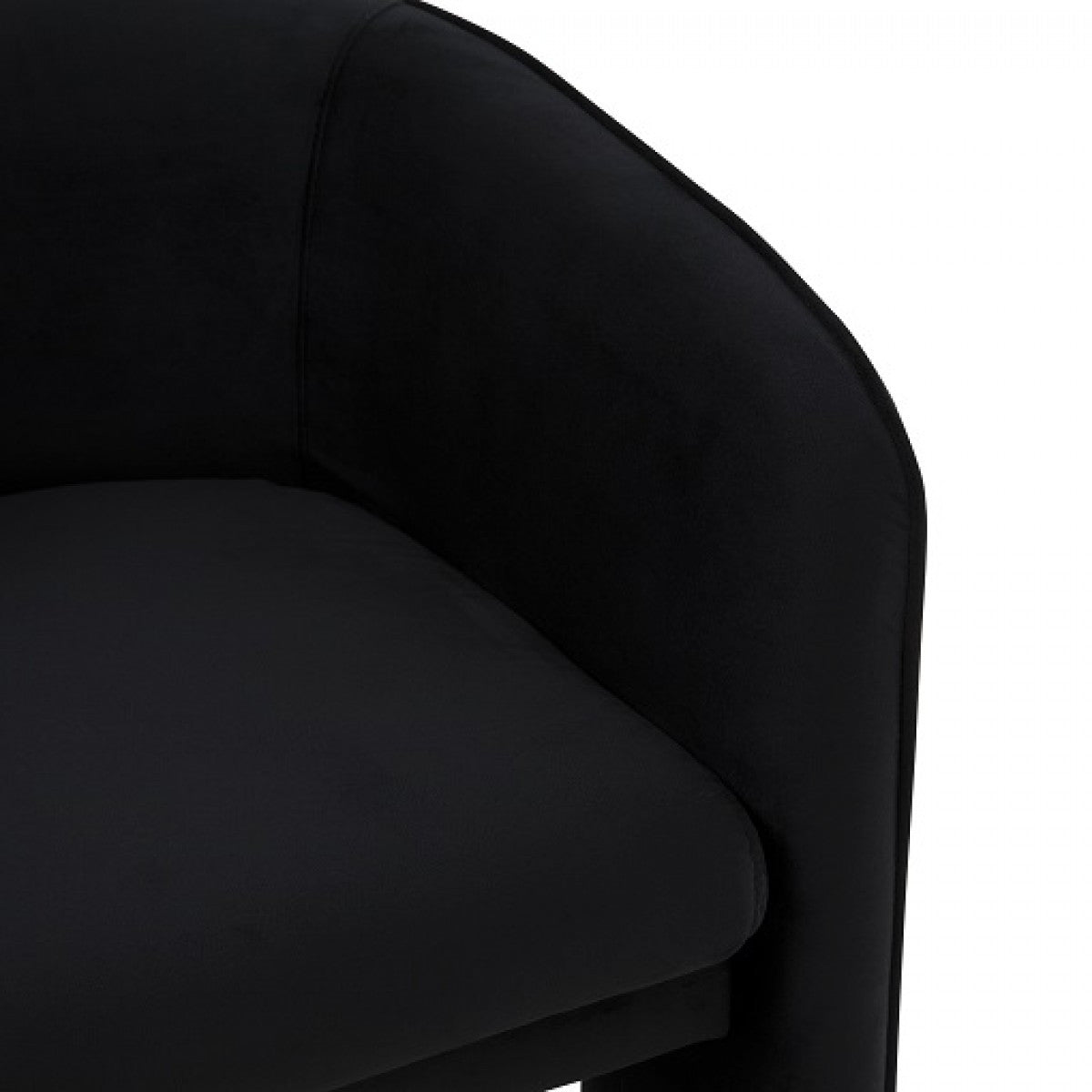 24" Black Velvet Mod Three Leg Arm Chair