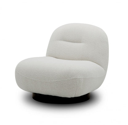 33" Cream 100% Polyester Solid Color Swivel Lounge Chair