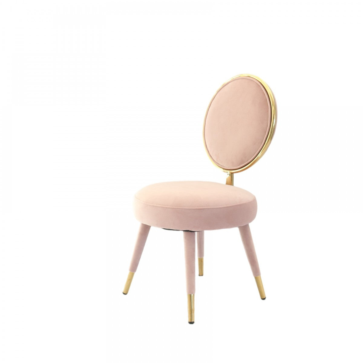 Set Of Two 21" Pink Velvet And Pink And Gold Solid Color Side Chair