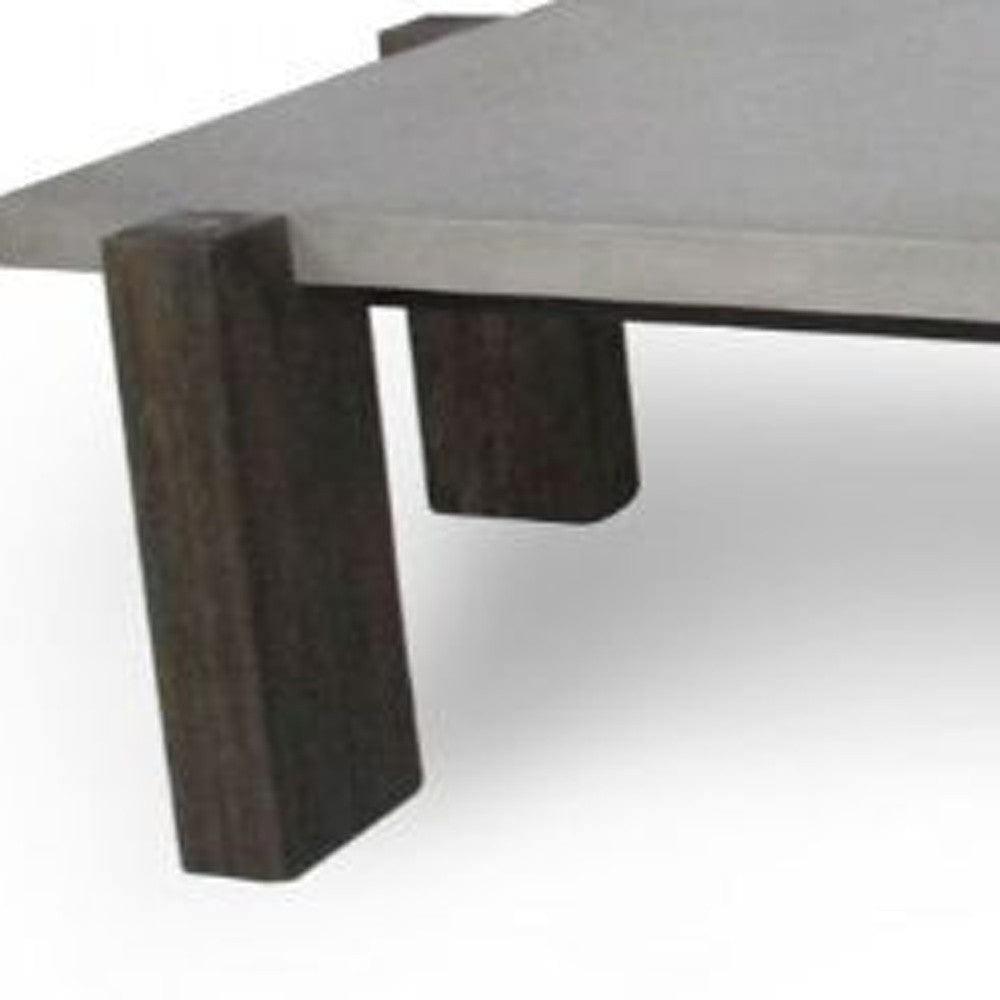 33" Walnut And Dark Grey Concrete Rectangular Coffee Table