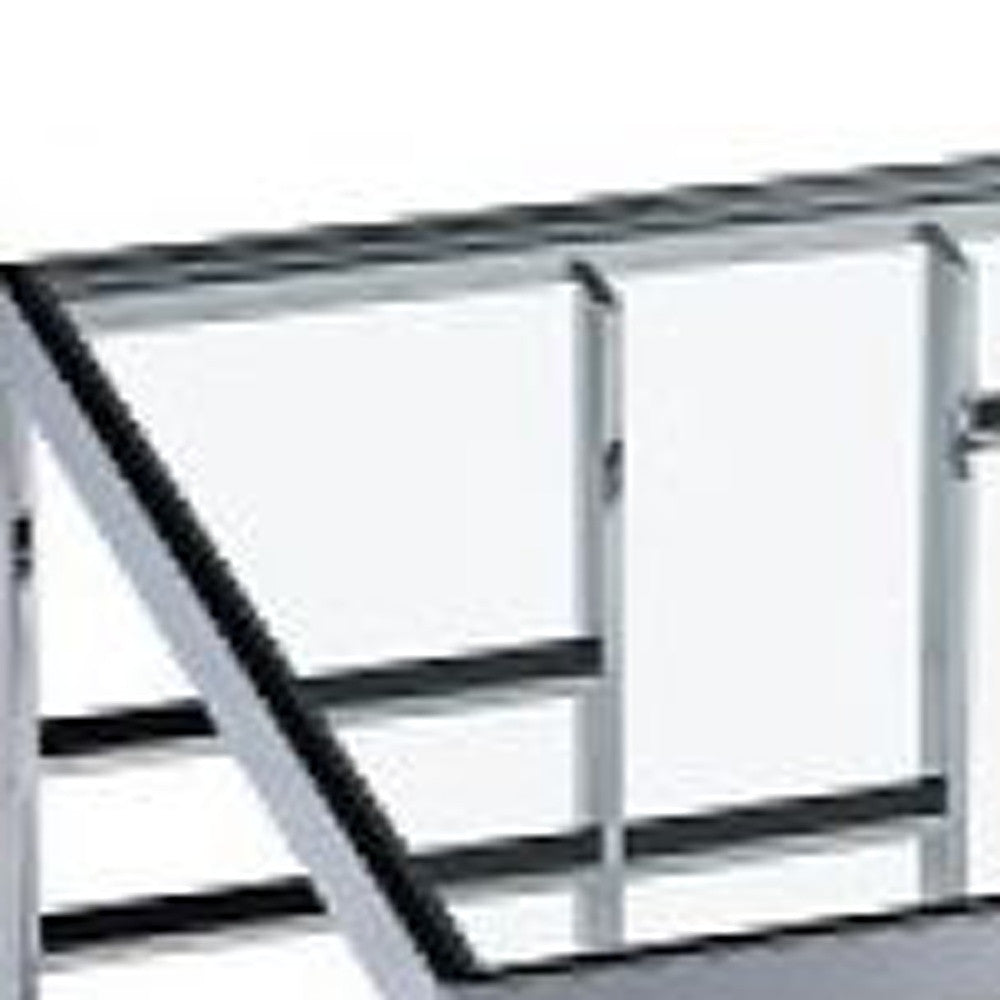 47" Silver And Clear Glass Rectangular Coffee Table