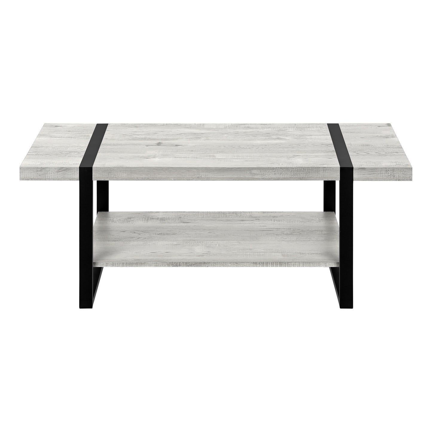 47" Grey And Black Rectangular Coffee Table With Shelf