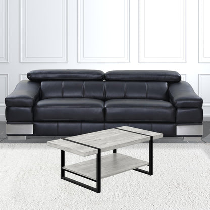 47" Grey And Black Rectangular Coffee Table With Shelf