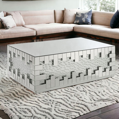 48" Silver Glass Mirrored Coffee Table