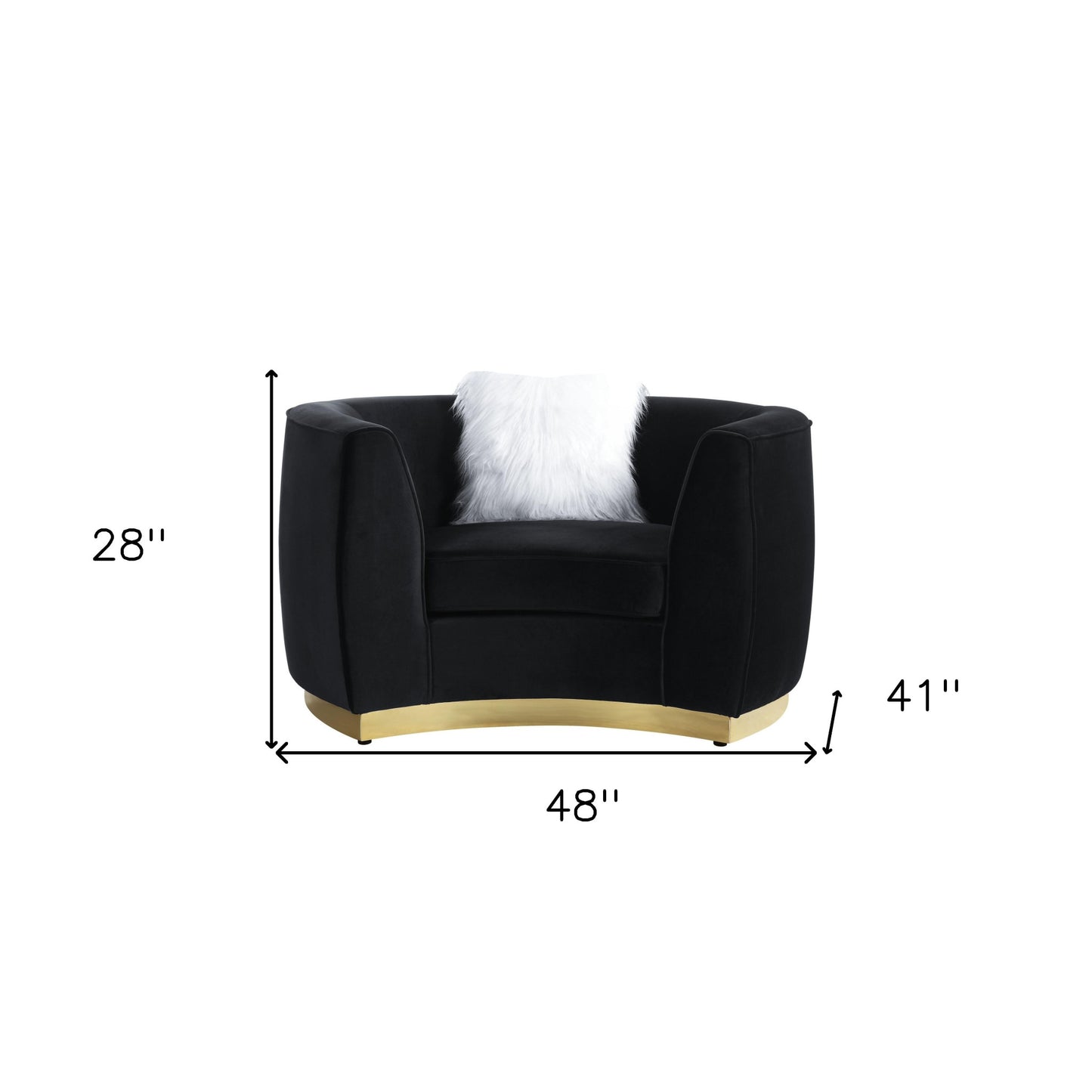 48" Black Velvet Chair And A Half