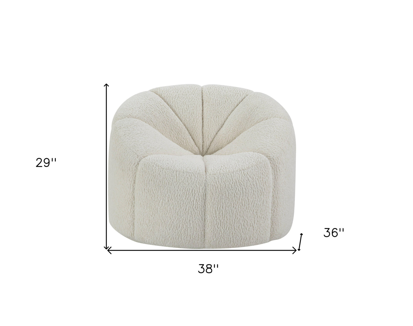 38" White And Black Sherpa Swivel Barrel Chair