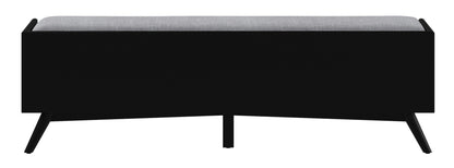 59" Gray and Black Upholstered Polyester Blend Bench with Drawers