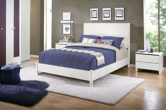 White Solid and Manufactured Wood California King Bed