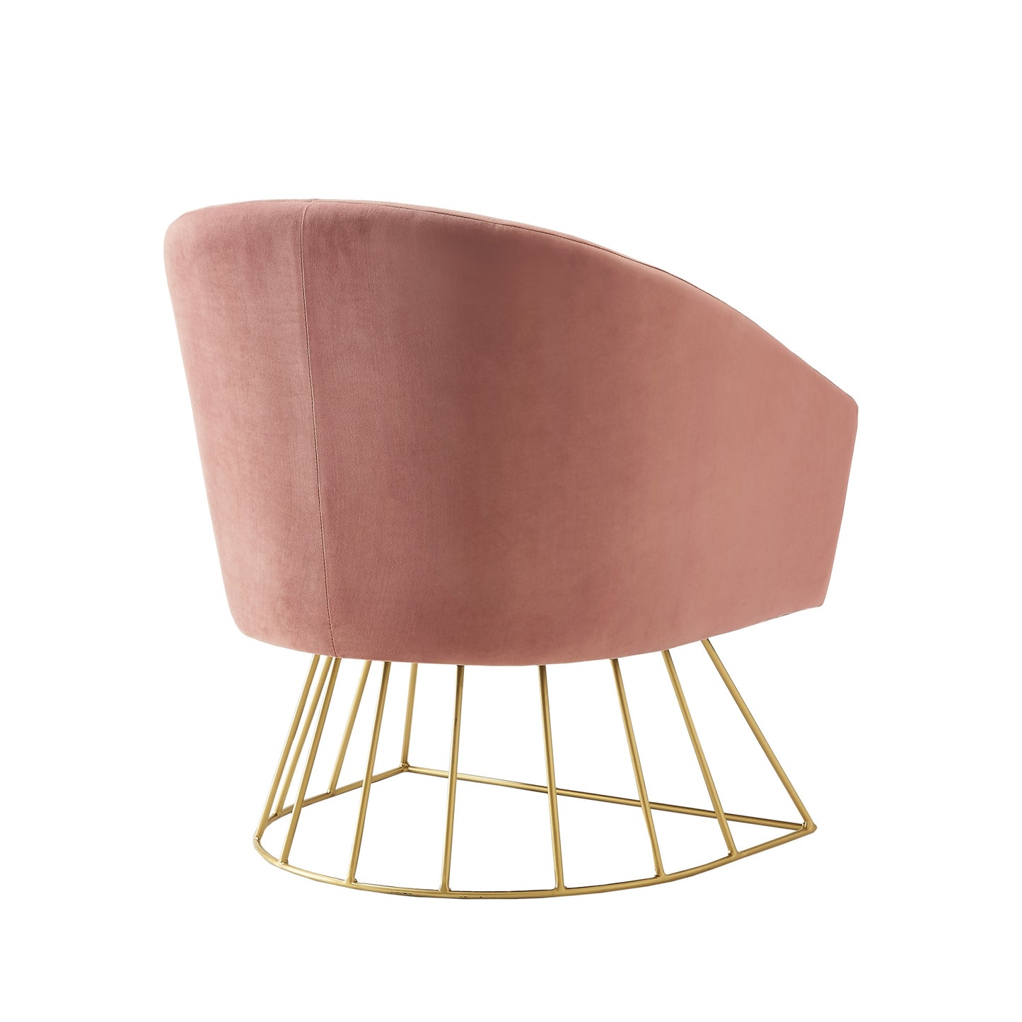 29" Blush And Gold Velvet Barrel Chair