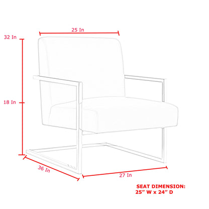 27" Charcoal And Silver Faux leather Arm Chair