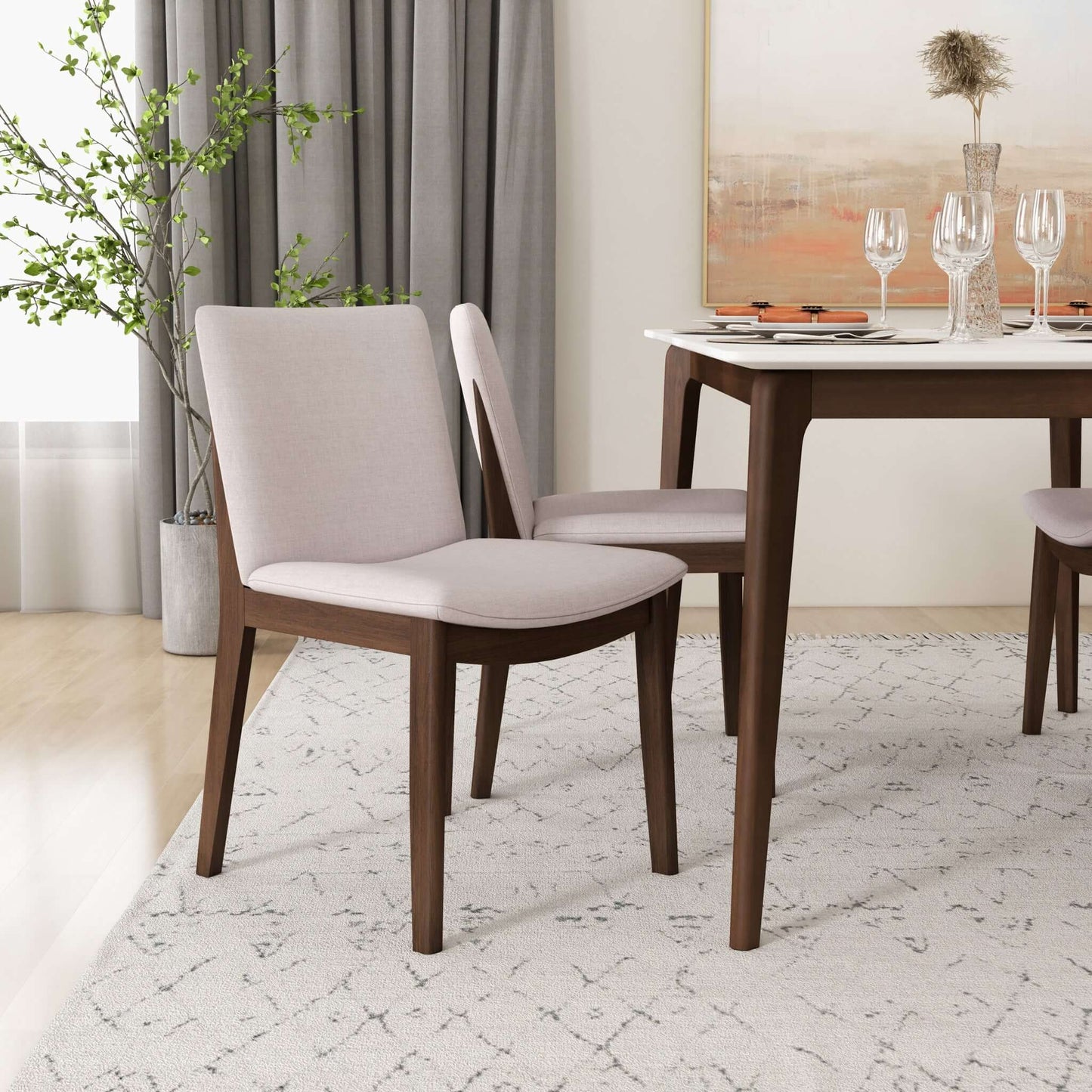 Laura Mid-Century Modern Solid Wood Dining Chair (Set of 2)