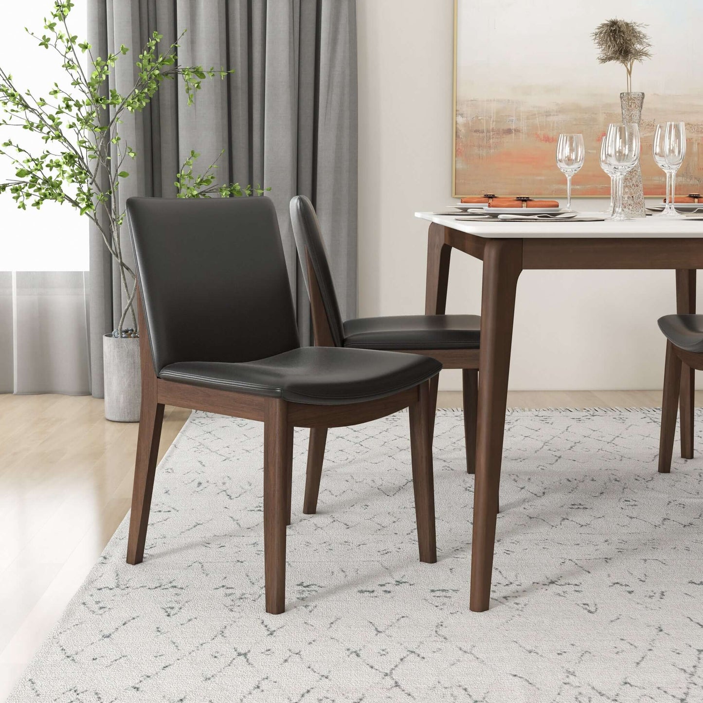 Laura Mid-Century Modern Solid Wood Dining Chair (Set of 2)