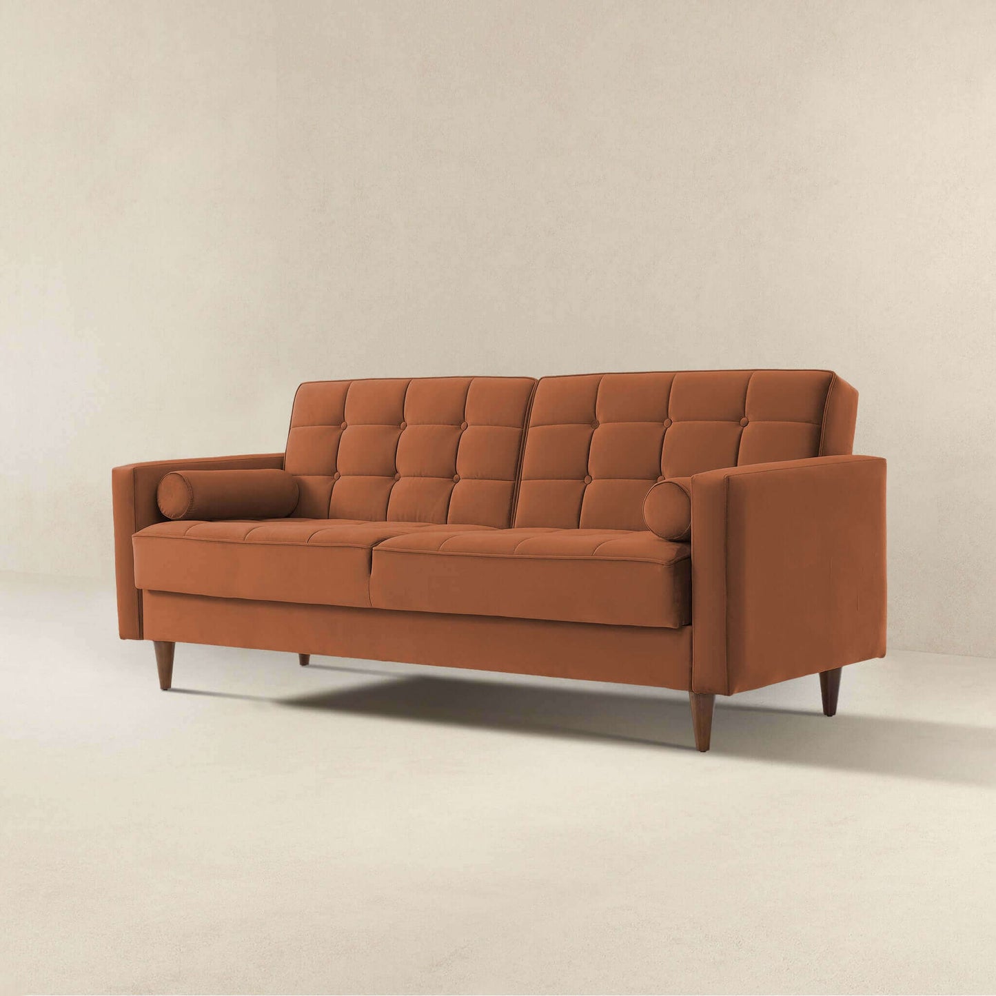 Baneton Modern Burnt Orange Velvet Sleeper Sofa