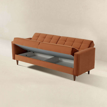 Baneton Modern Burnt Orange Velvet Sleeper Sofa