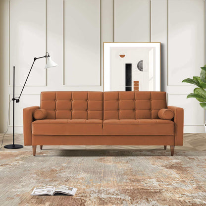 Baneton Modern Burnt Orange Velvet Sleeper Sofa